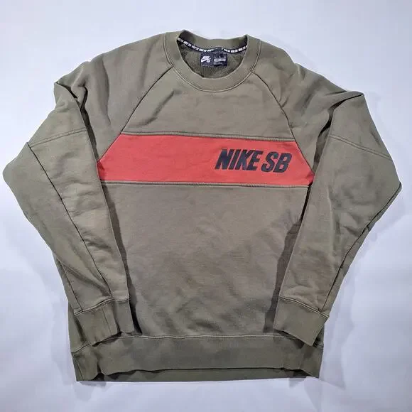 Nike SB Men's XL Everett Sweatshirt Olive Green Long Sleeve Crew Neck Sweater - Picture 1 of 15
